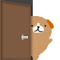 建具を開ける犬のキャラクター